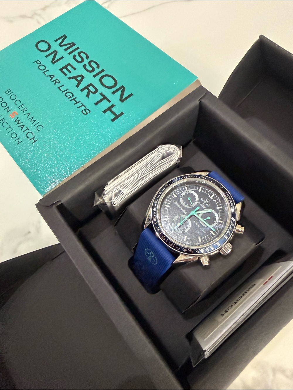 Omega x Swatch MoonSwatch Mission On Earth Polar Lights on stainless steel